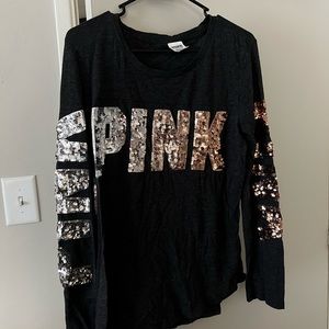 PINK Sequin Logo Long Sleeve